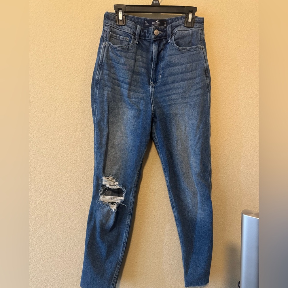 Hollister ultra high rise distressed mom jeans